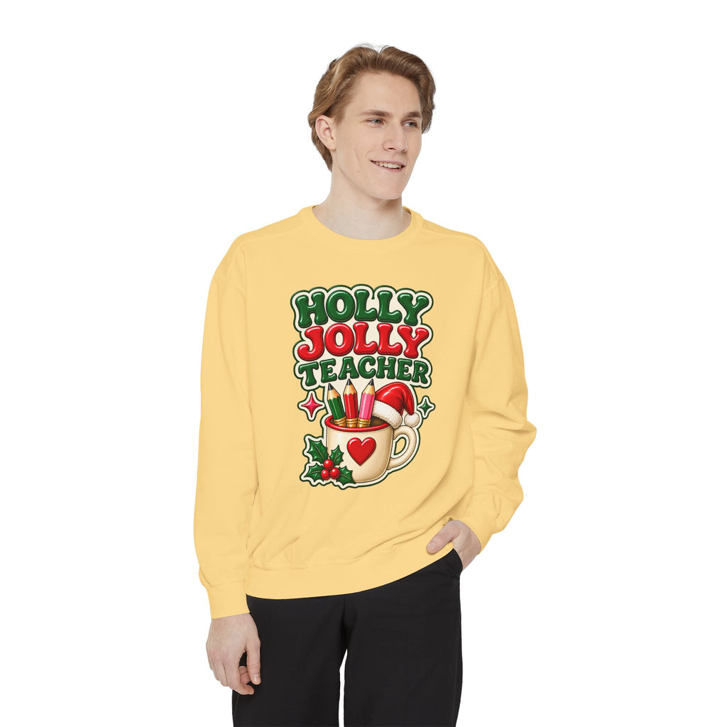 Holly Jolly Teacher Sweatshirt – Christmas Mug Holiday Teacher Gift