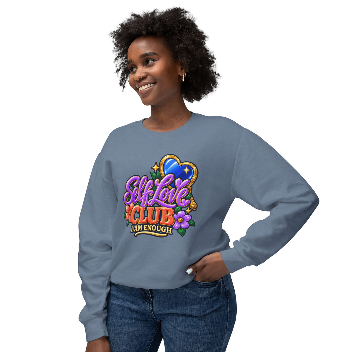 Self Love Club Sweatshirt — "I Am Enough" Graphic Crewneck 💙✨