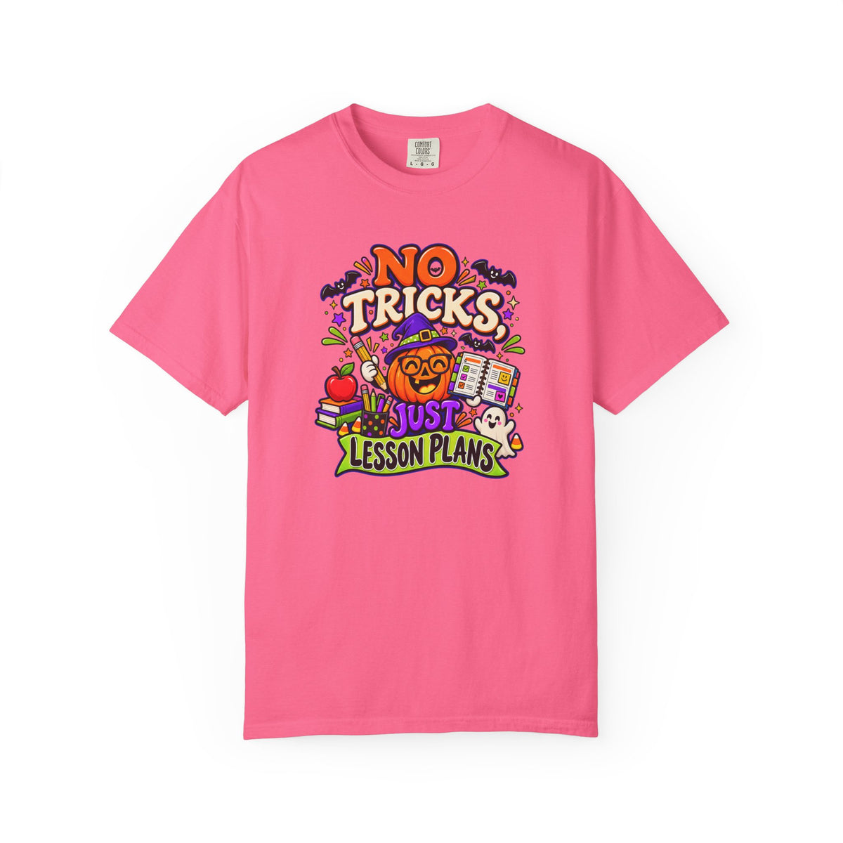 Halloween Teacher T-Shirt - "No Tricks, Just Lesson Plans"