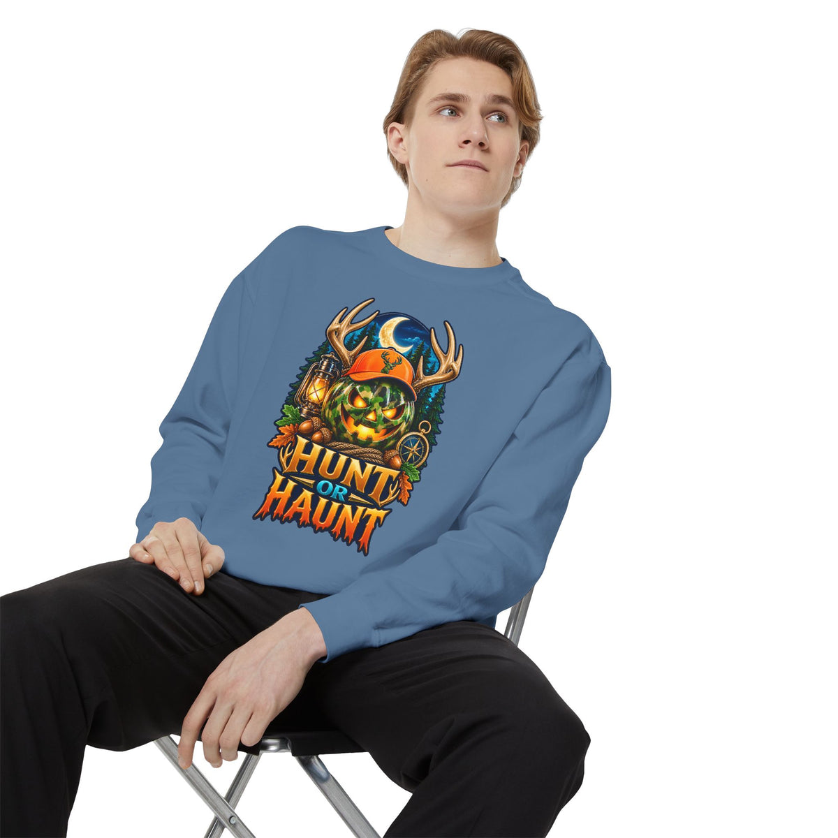 Hunt or Haunt Halloween Sweatshirt 🎃🍂 | Pumpkin Outdoor Crewneck