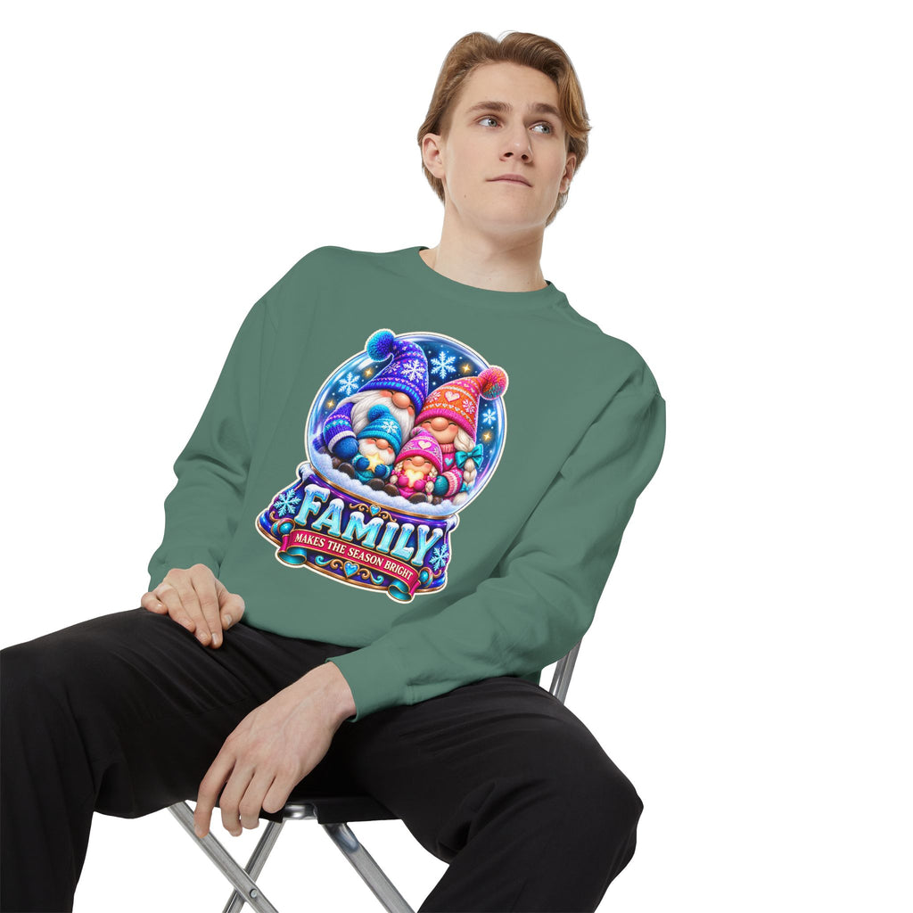 Family Gnome Christmas Sweatshirt "Family Makes the Season Bright"