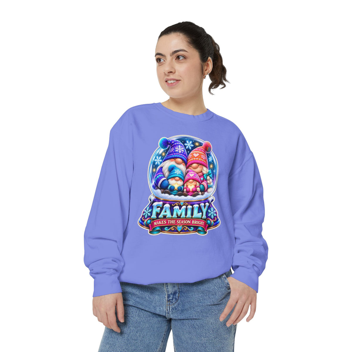 Family Gnome Christmas Sweatshirt "Family Makes the Season Bright"