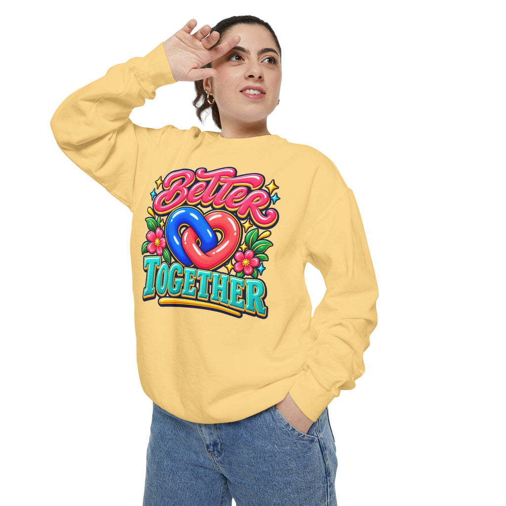 Better Together Heart Sweatshirt — Yellow & Aqua