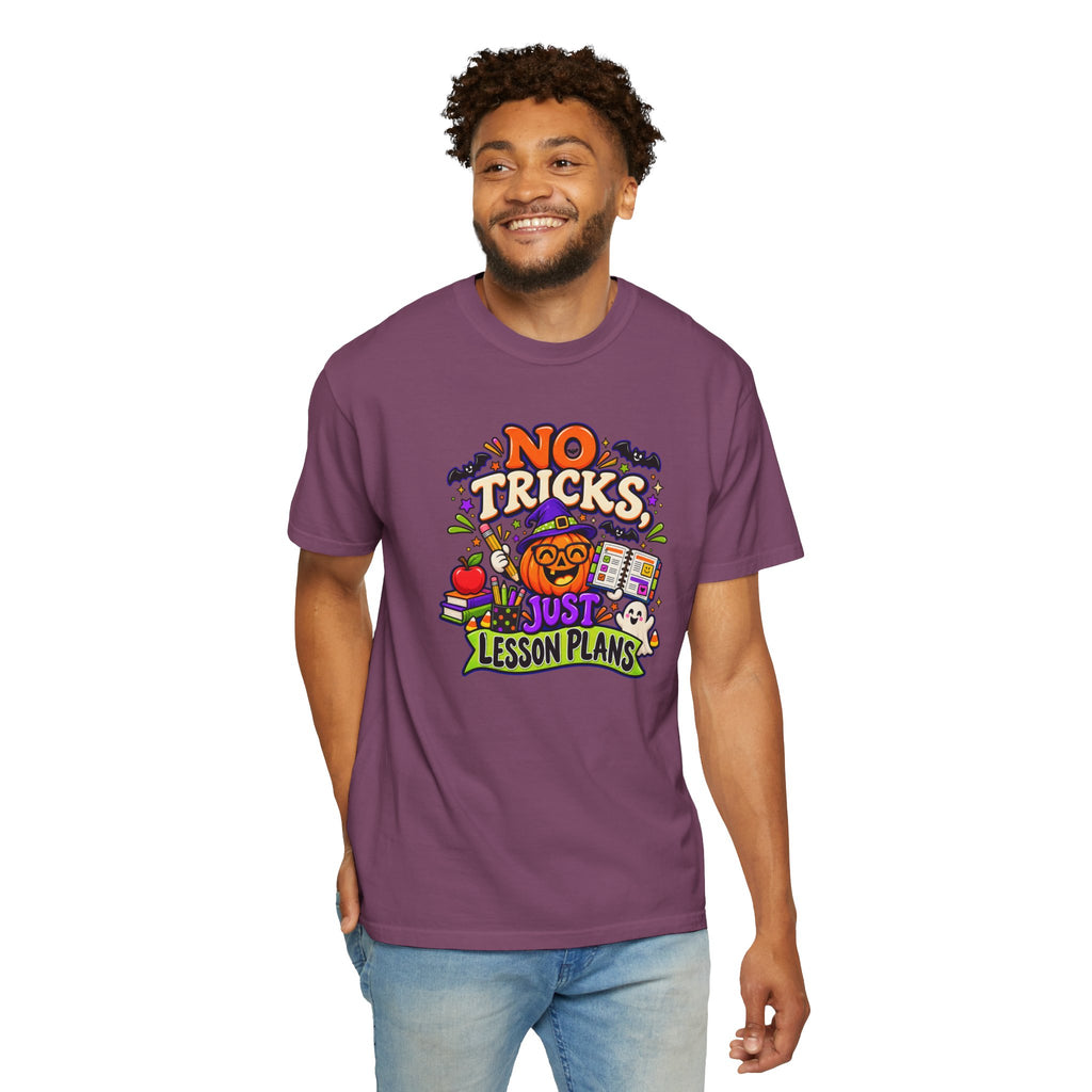 Halloween Teacher T-Shirt - "No Tricks, Just Lesson Plans"