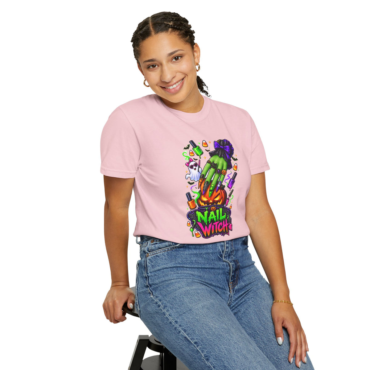 Nail Witch Halloween Tee – Adult Unisex Nail Tech & Beauty Salon Shirt
