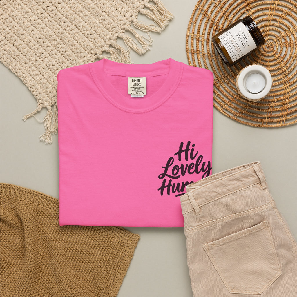 Hi Lovely Human T-Shirt – Positive Message Front & Back Adult Tee
