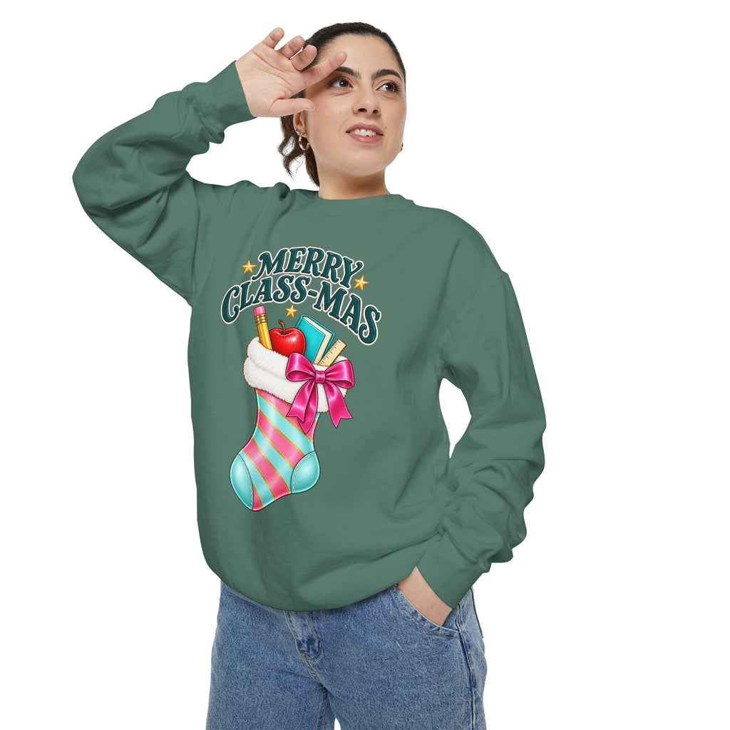 Merry Class-mas Sweatshirt — Christmas Teacher Holiday Stocking Crewneck