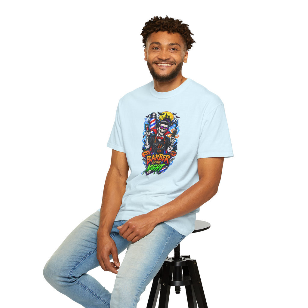Barber of the Night Halloween Tee – Adult Unisex Barbershop Shirt