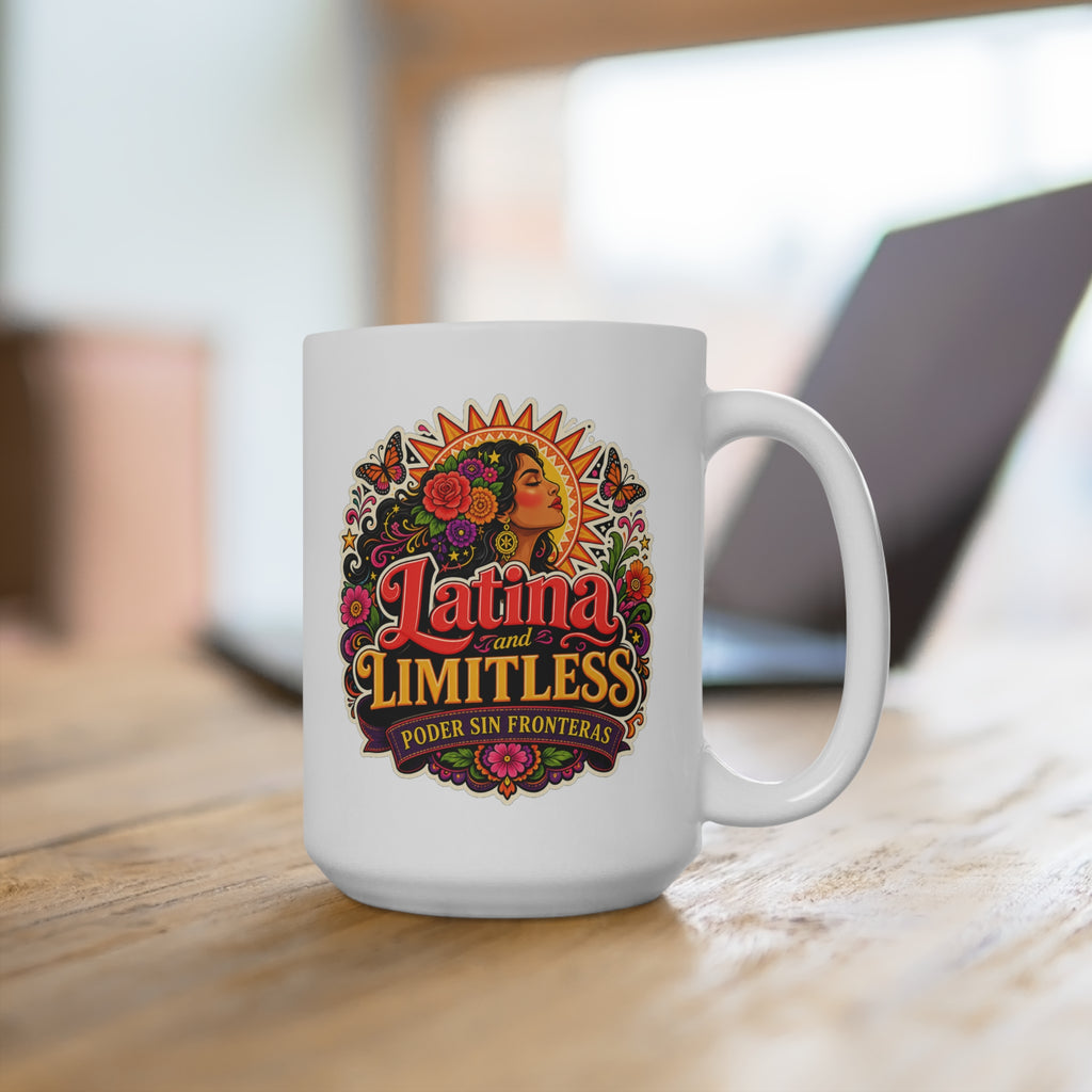 Latina and Limitless Mug - Poder Sin Fronteras Coffee Cup - Empowering Latina Gift for Strong Women, Dreamers and Entrepreneurs