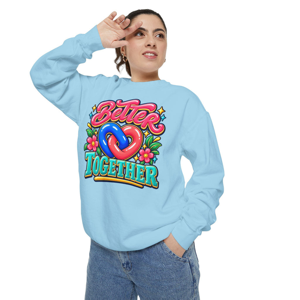 Better Together Heart Sweatshirt — Yellow & Aqua