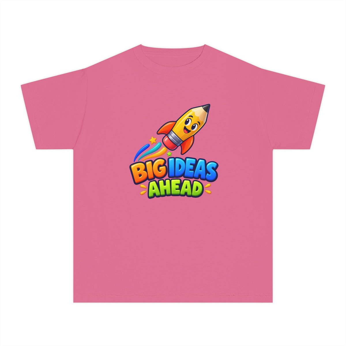🚀 Big Ideas Ahead Rocket Pencil Kids Tee