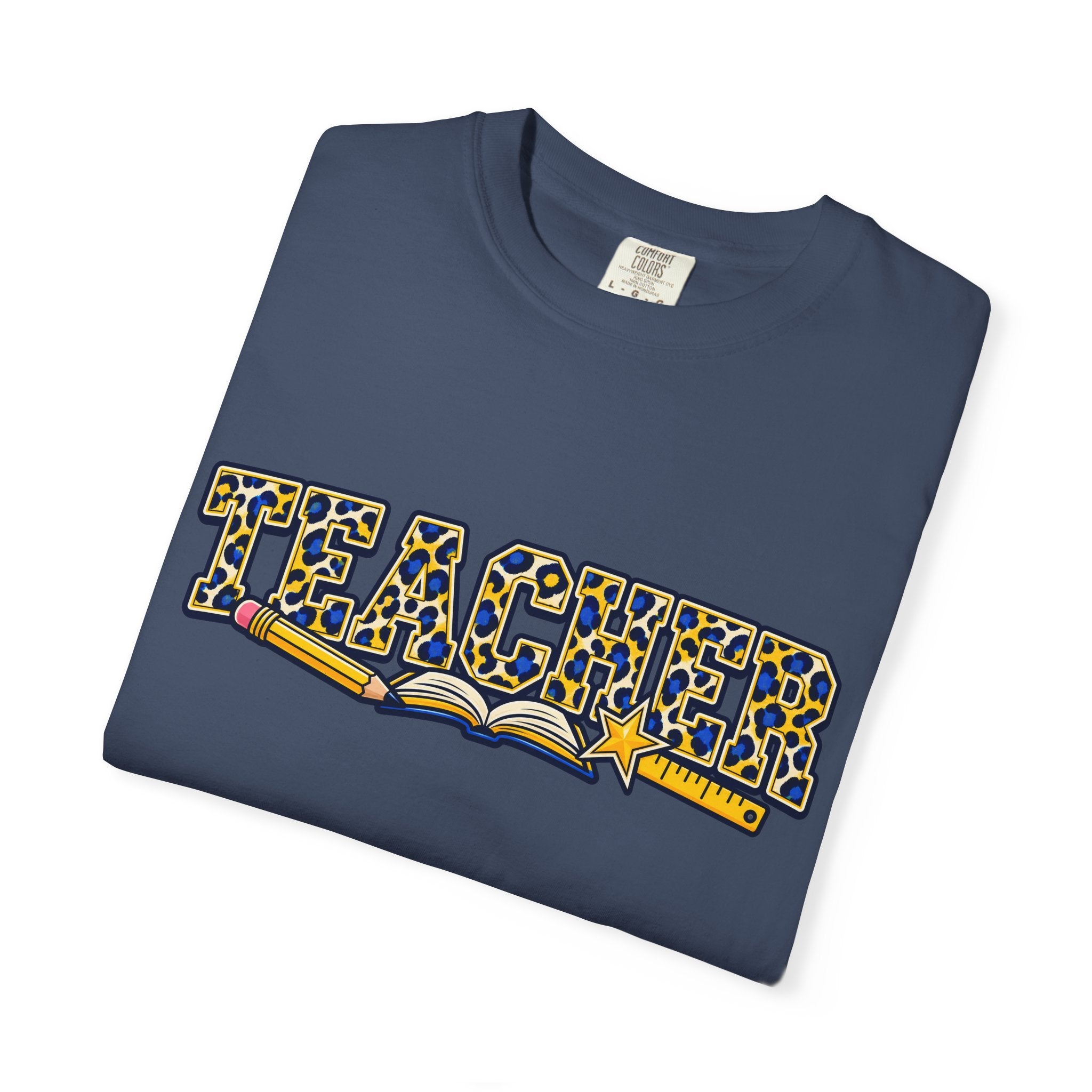 Leopard Print Teacher Comfort Colors® Heavyweight Tee 🍎✏️