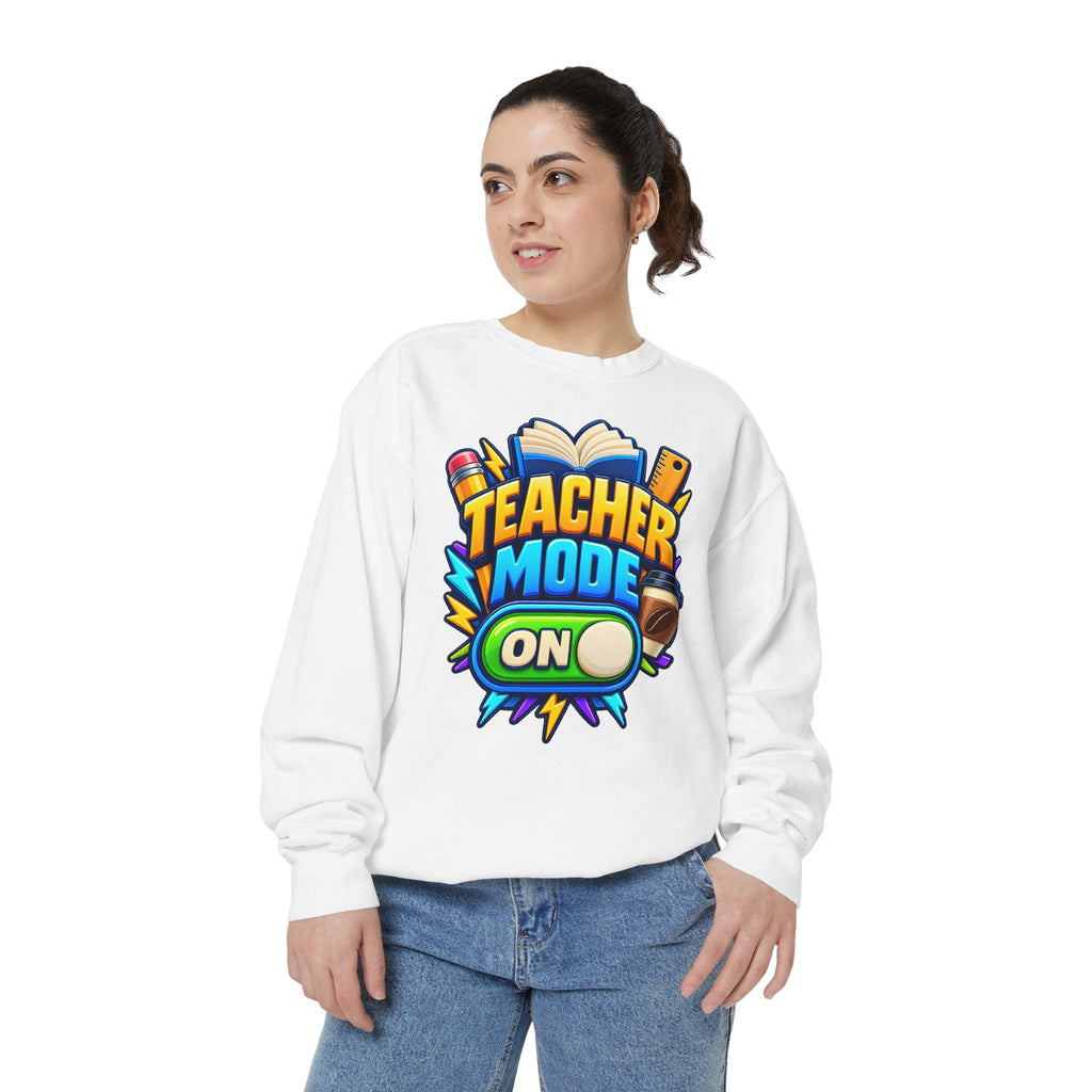 Teacher Mode On Sweatshirt 📚☕ | Funny Teacher Crewneck