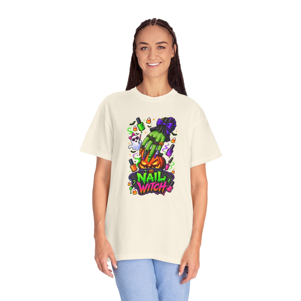Nail Witch Halloween Tee – Adult Unisex Nail Tech & Beauty Salon Shirt