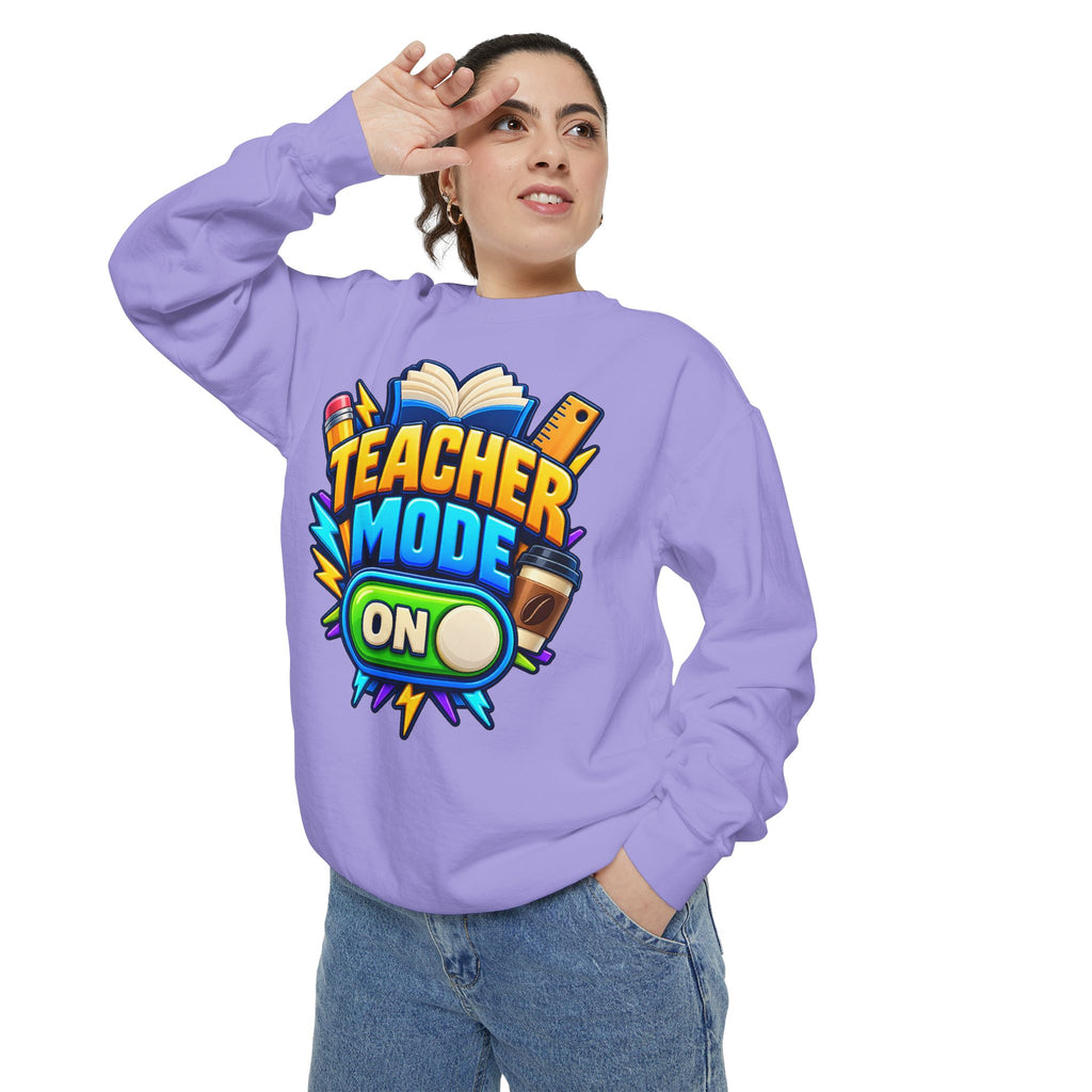 Teacher Mode On Sweatshirt 📚☕ | Funny Teacher Crewneck