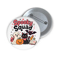 Spooky Squad Button Pin - Cute Halloween Ghost Cat Badge - Bookish Fall Pumpkin Accessory for Students, Teachers and Readers