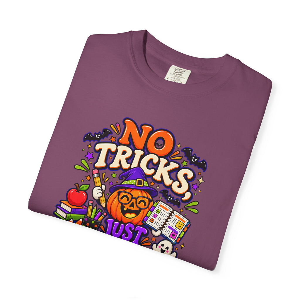 Halloween Teacher T-Shirt - "No Tricks, Just Lesson Plans"
