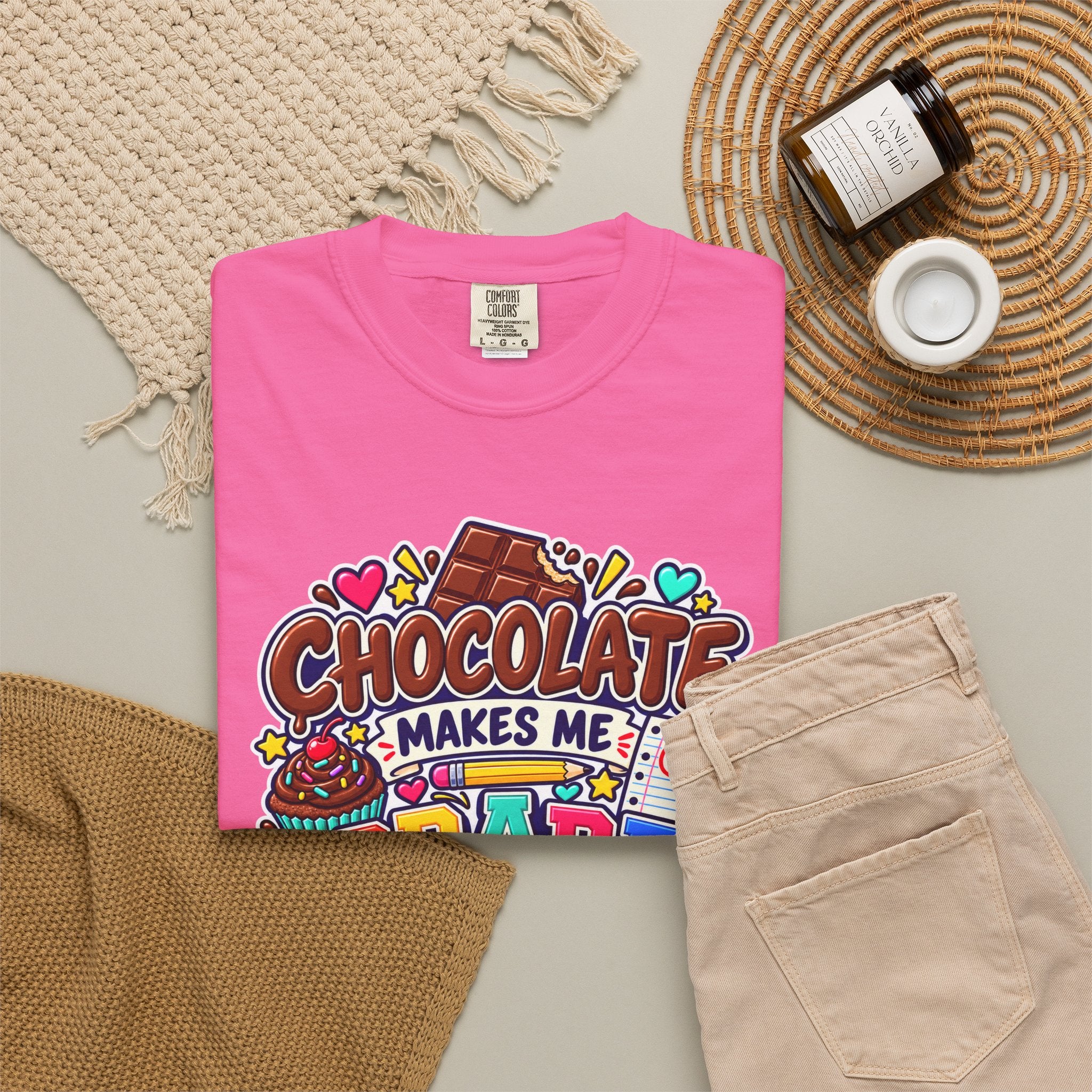 Chocolate Makes Me Grade Better Heavyweight Tee 🍫📚✏️