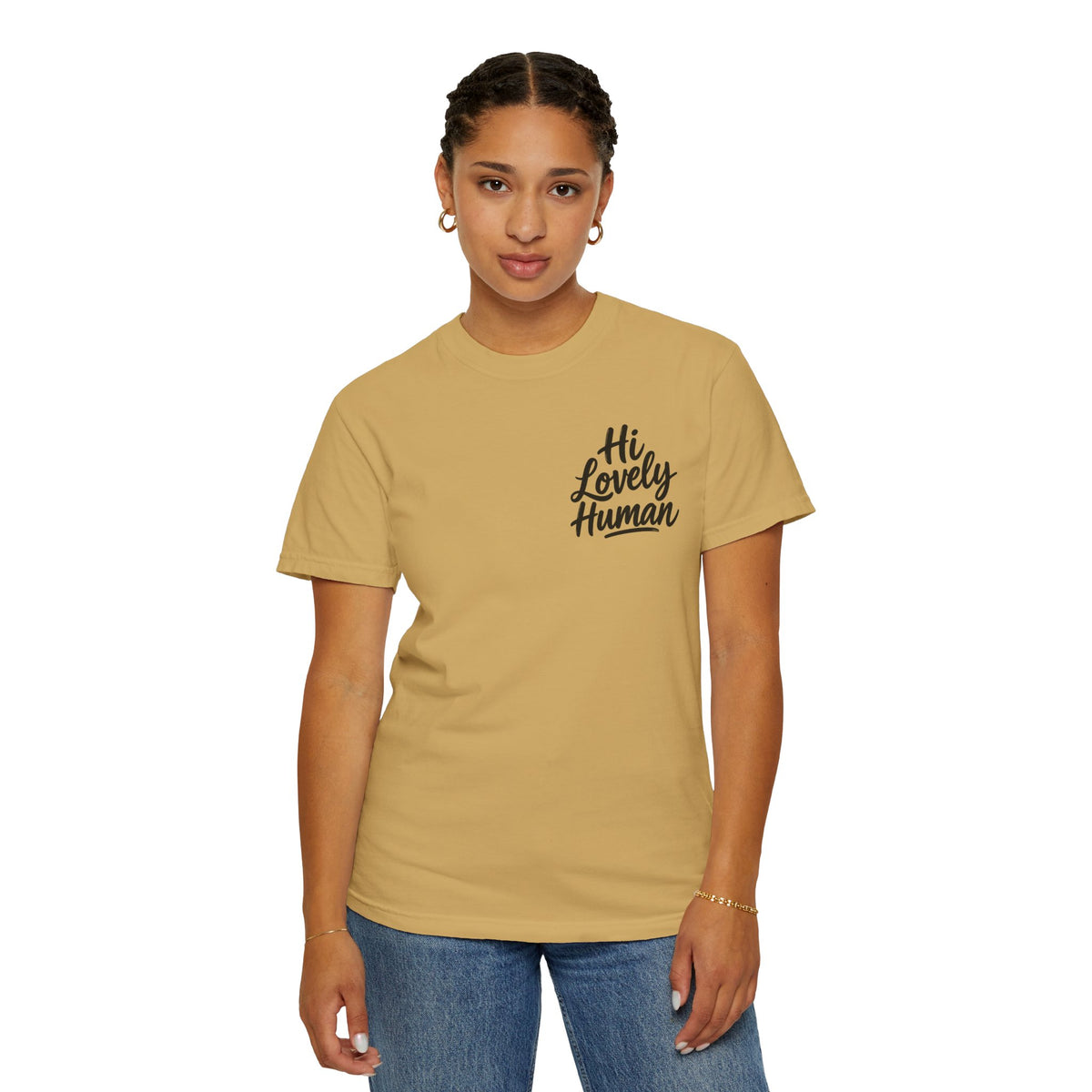 Hi Lovely Human T-Shirt – Positive Message Front & Back Adult Tee