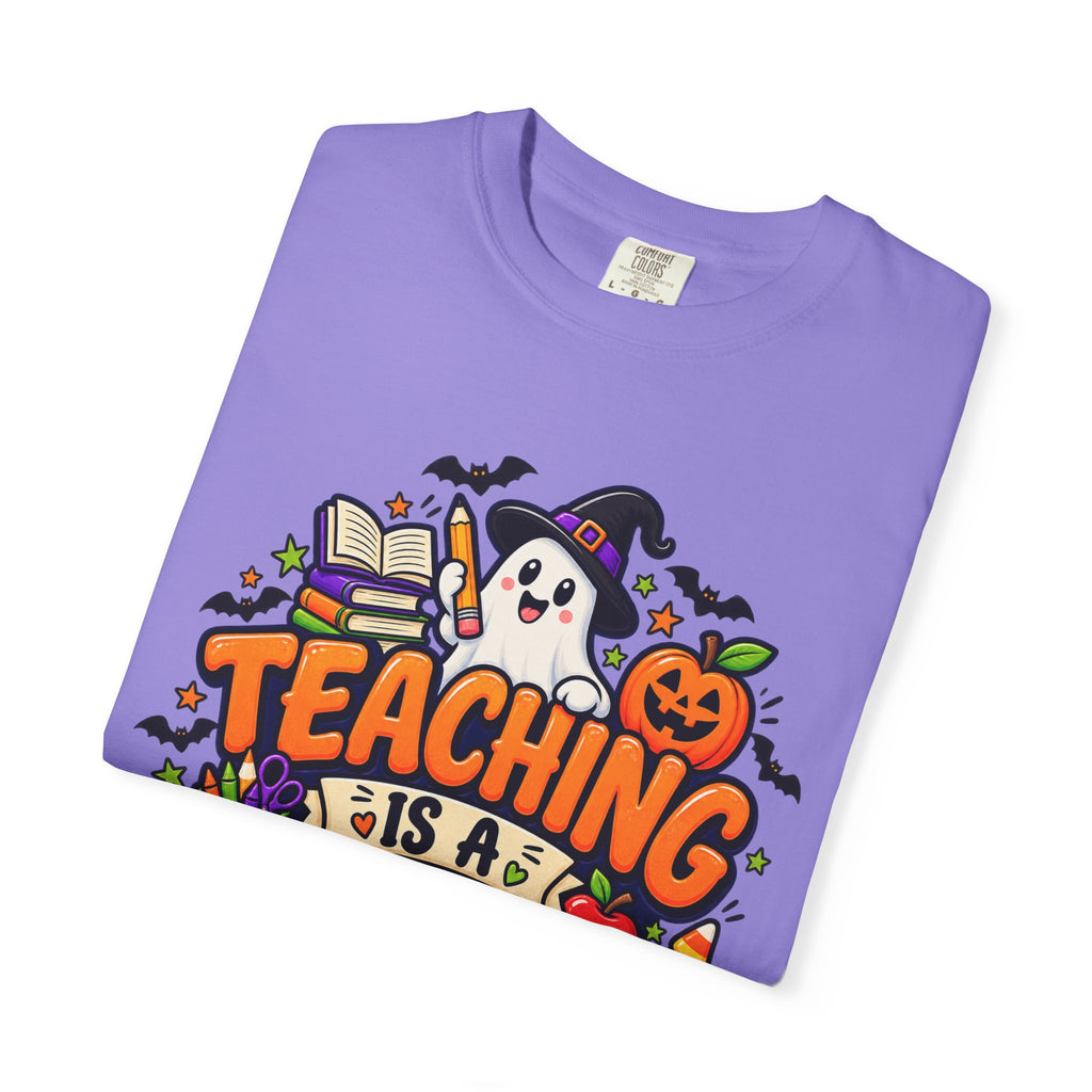 Teaching Is a Treat Halloween T-Shirt — Cute Ghost & Pumpkin Teacher Tee