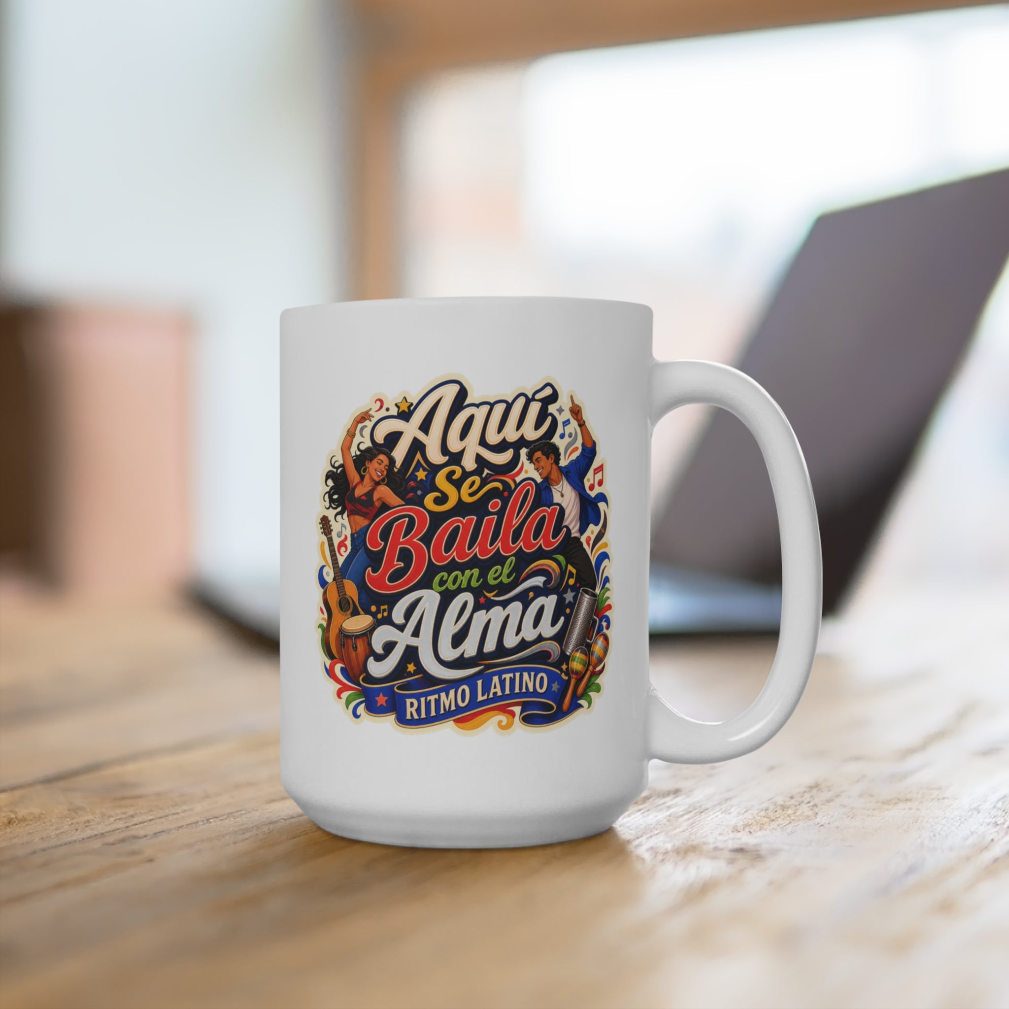 Aquí Se Baila Con el Alma Mug - Ritmo Latino Coffee Cup - Latin Dance Gift for Salsa Lovers, Musicians and Latino Culture Fans