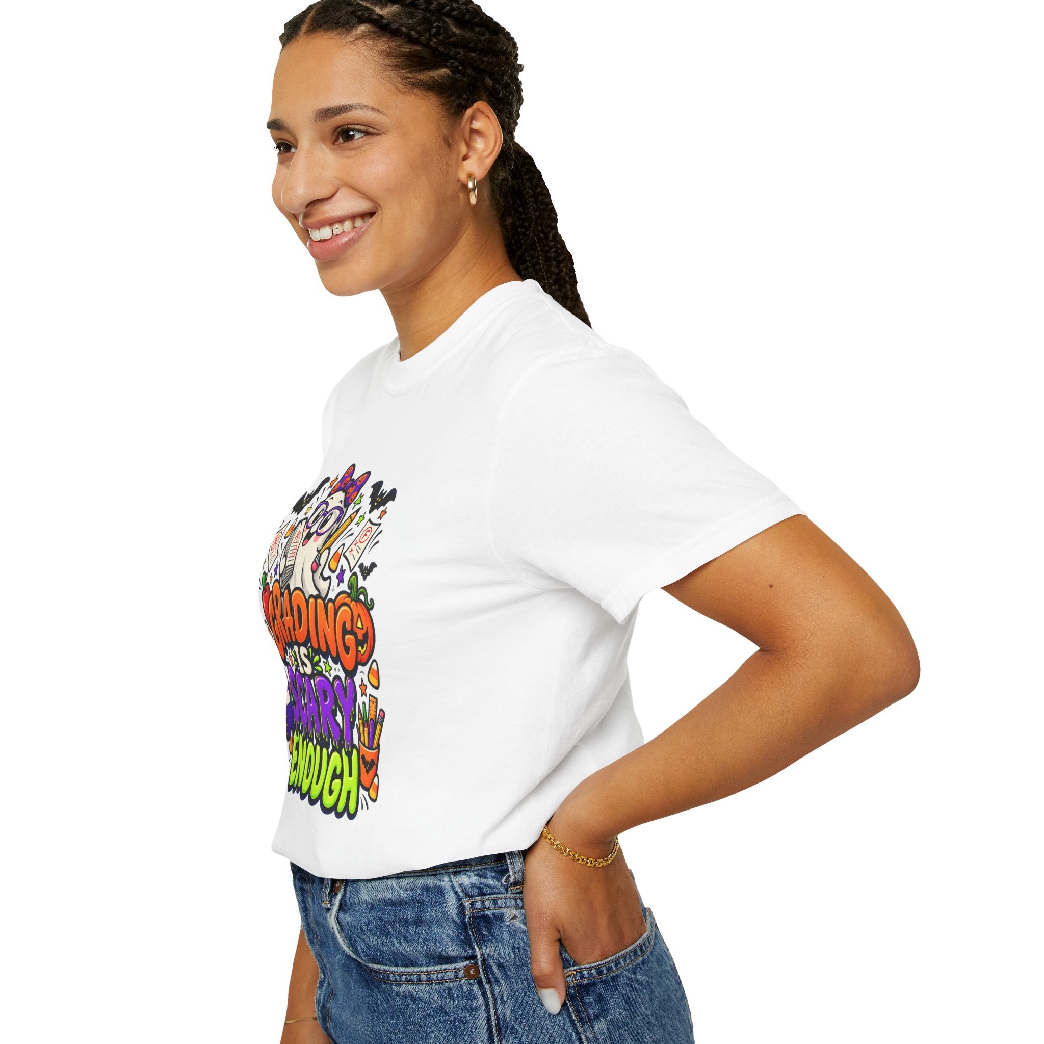 Grading Is Scary Enough T-Shirt — Halloween Teacher Funny Tee