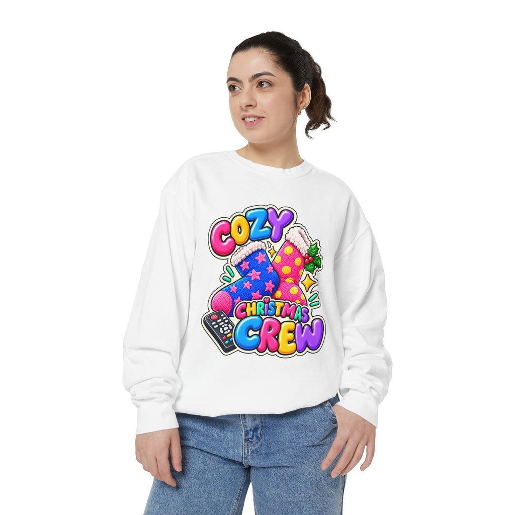 Cozy Christmas Crew Crewneck Sweatshirt 🧦🎄📺