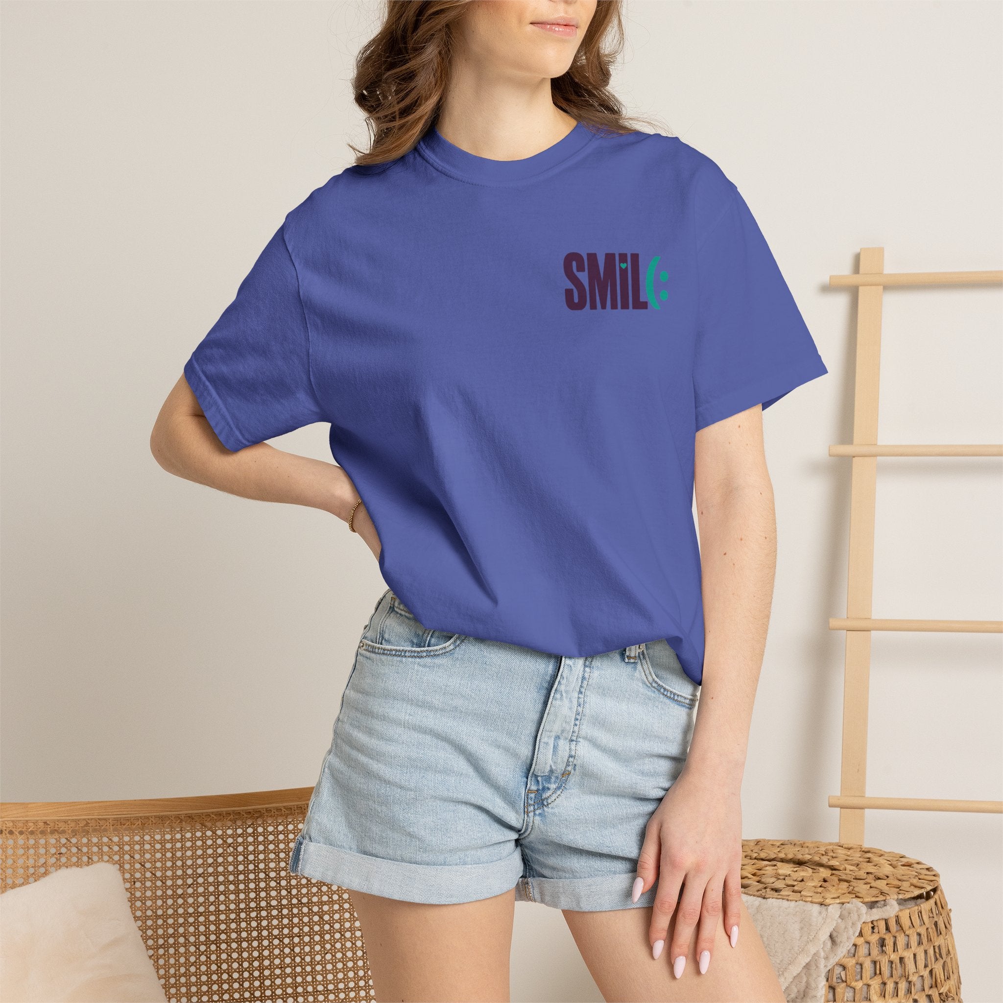 SMIL(: IT’S FREE. Front & Back Garment-Dyed Graphic Tee