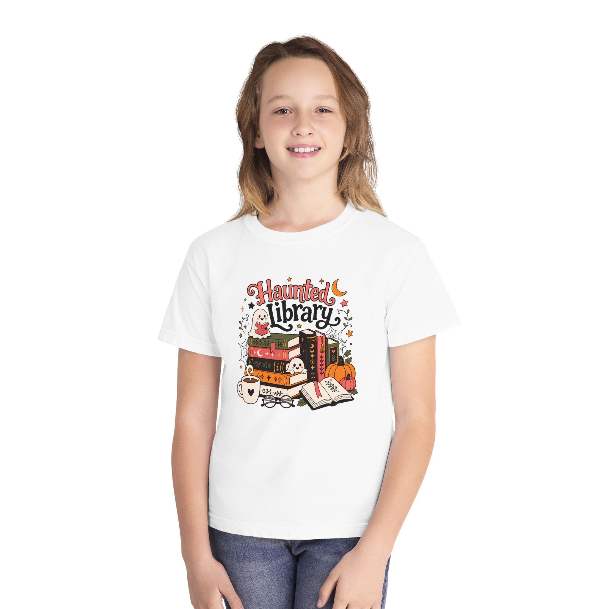 Haunted Library Youth Retro Tee 🎃📚
