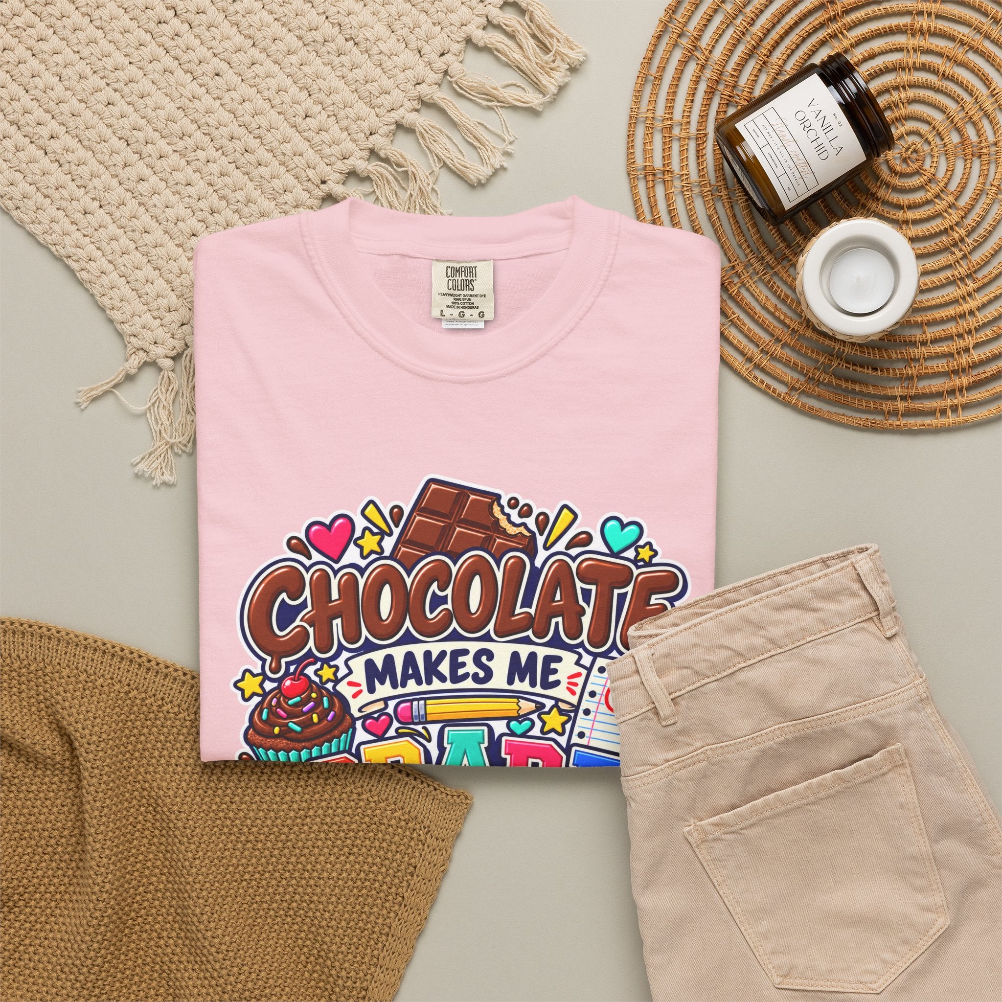Chocolate Makes Me Grade Better Heavyweight Tee 🍫📚✏️