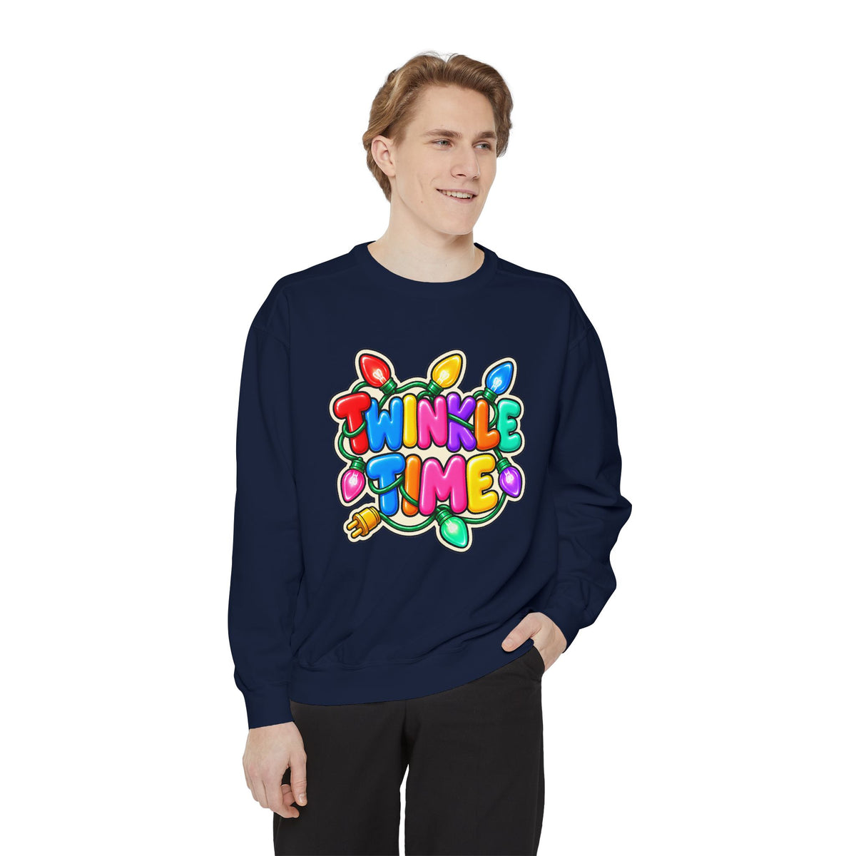 Twinkle Time Christmas - Colorful Holiday Light Graphic  Sweatshirt