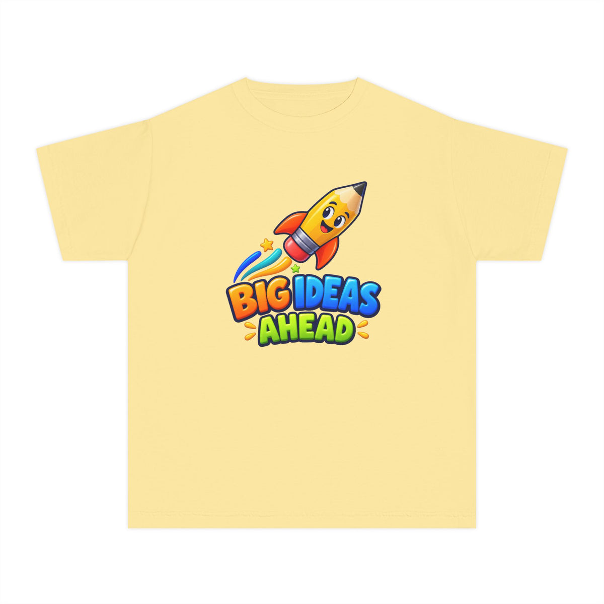🚀 Big Ideas Ahead Rocket Pencil Kids Tee