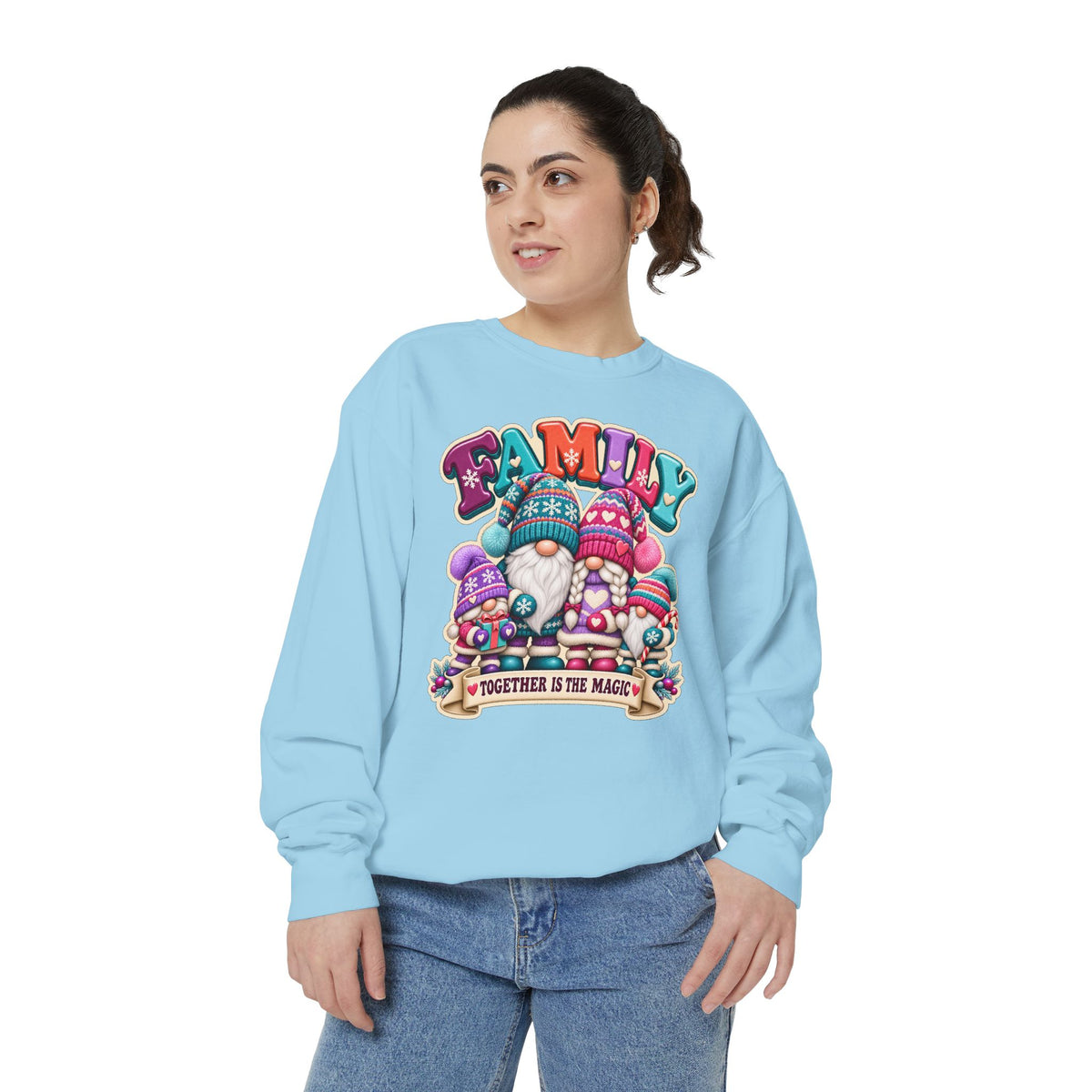 Family Gnomes "Together Is The Magic" Cozy Christmas Sweatshirt