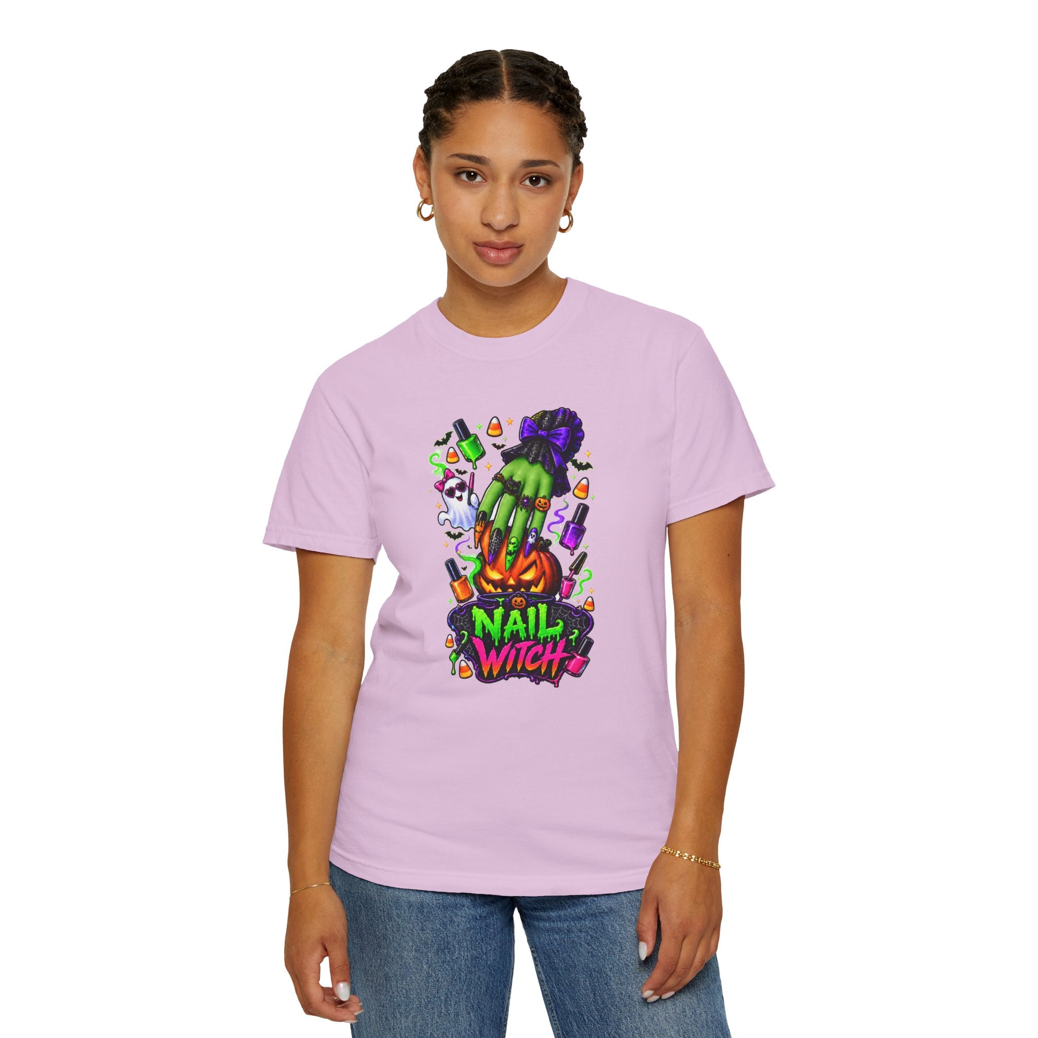 Nail Witch Halloween Tee – Adult Unisex Nail Tech & Beauty Salon Shirt