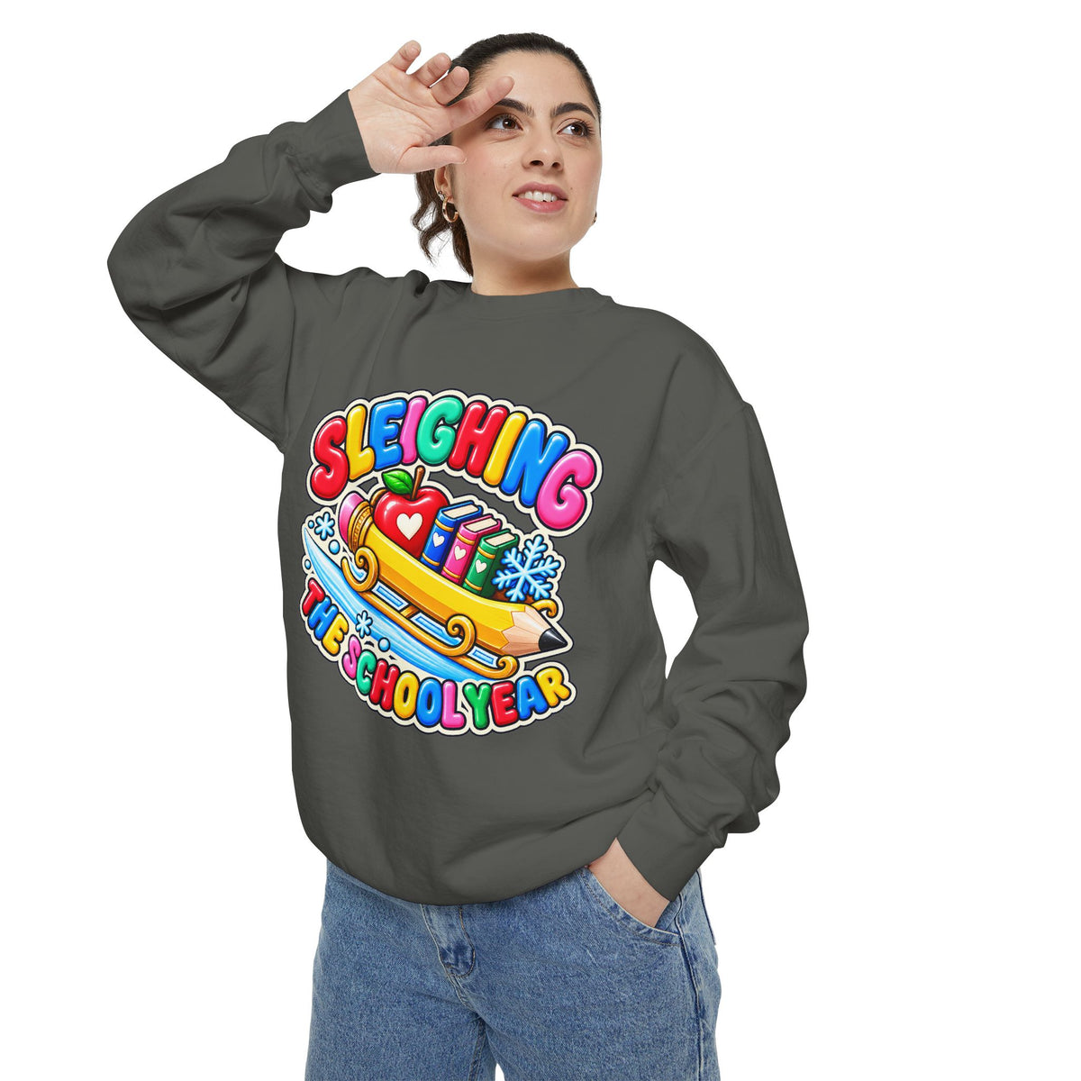Sleighing the School Year Christmas Sweatshirt 📚🍎❄️