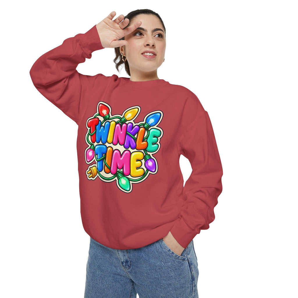 Twinkle Time Christmas - Colorful Holiday Light Graphic  Sweatshirt