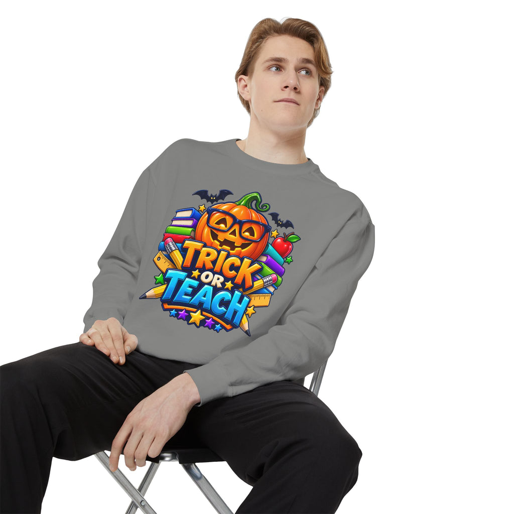 Trick or Teach Halloween Teacher Sweatshirt 🎃📚 | Pumpkin School Crewneck