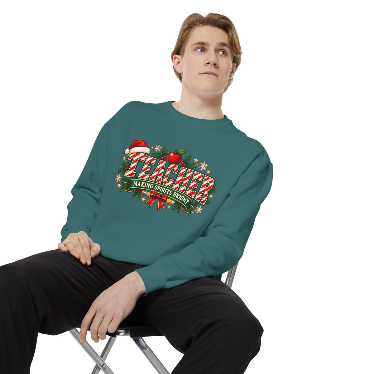 Teacher Making Spirits Bright Christmas Sweatshirt