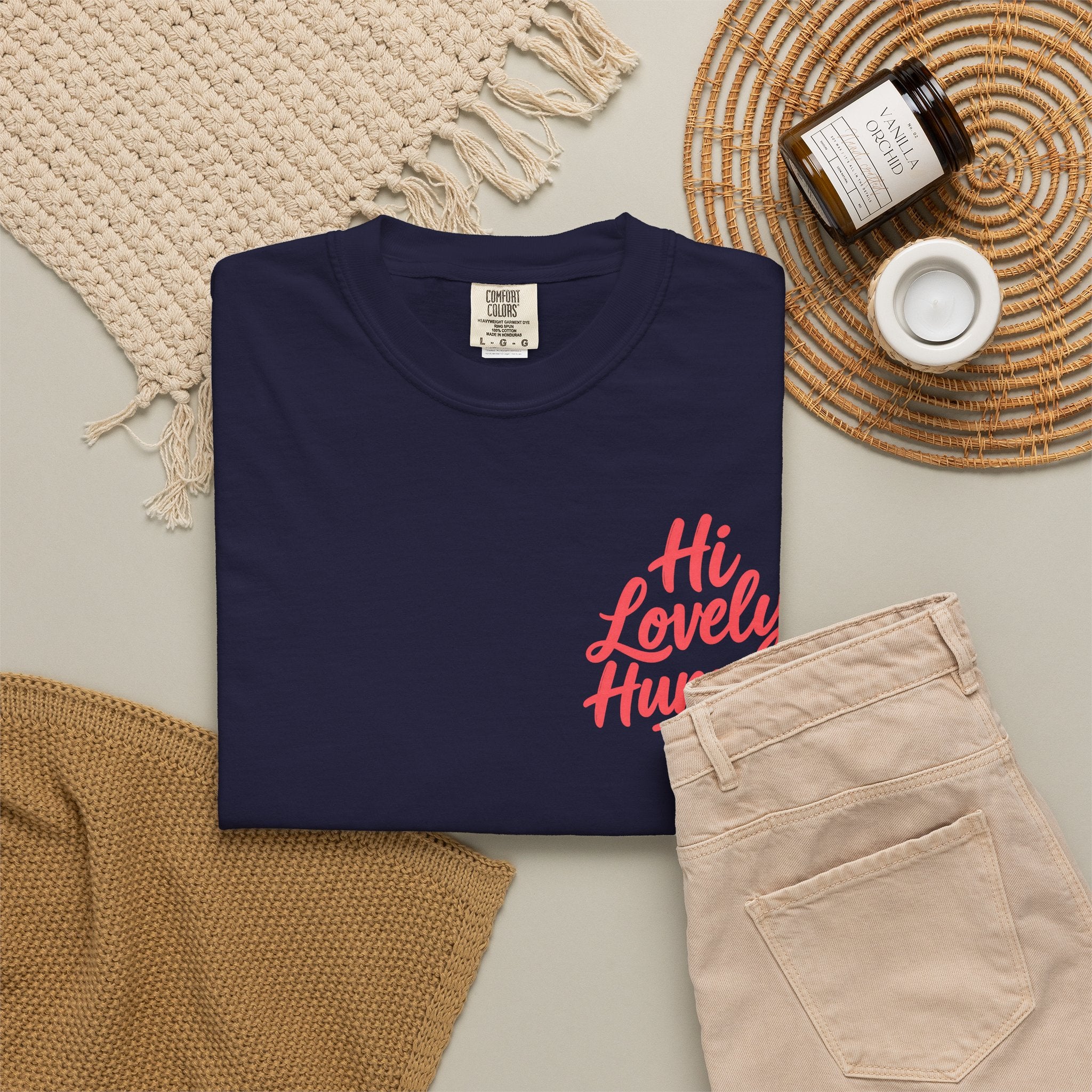 Hi Lovely Human Navy Garment-Dyed Comfort Colors® T-Shirt