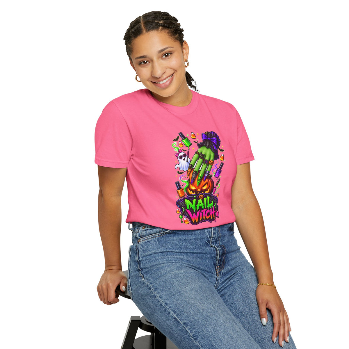 Nail Witch Halloween Tee – Adult Unisex Nail Tech & Beauty Salon Shirt