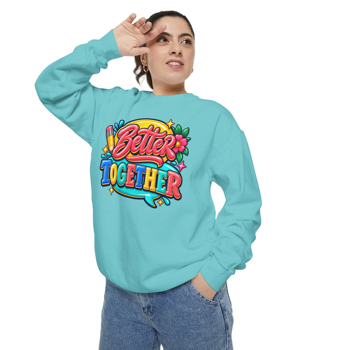 Better Together Sweatshirt Colorful Retro Graphic Crewneck