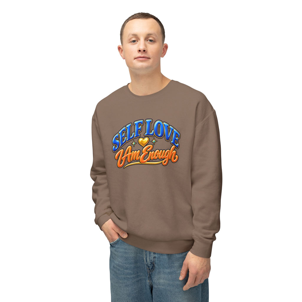 Self Love "I Am Enough" Crewneck Sweatshirt — Retro Positive Message Pullover