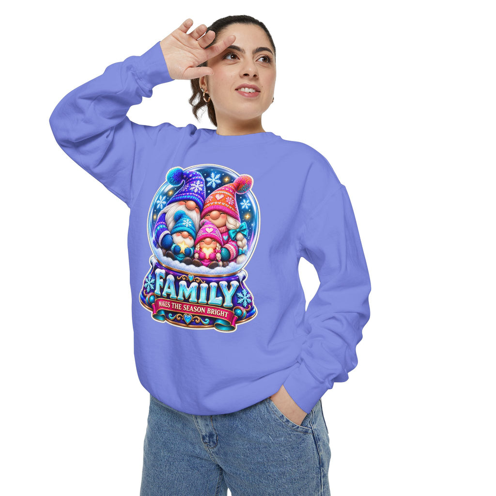 Family Gnome Christmas Sweatshirt "Family Makes the Season Bright"