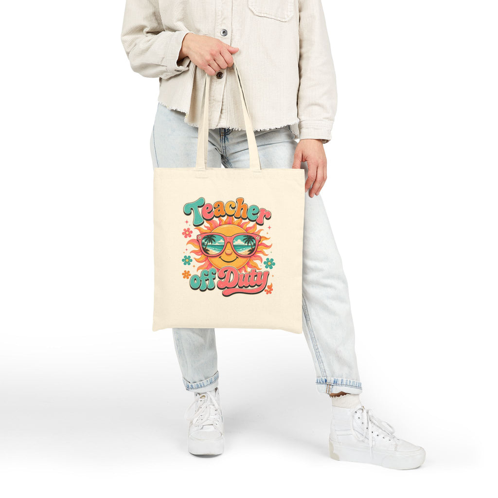 Teacher Off Duty Retro Sun Beach - Tote Bag (Teacher Gift, End of School)