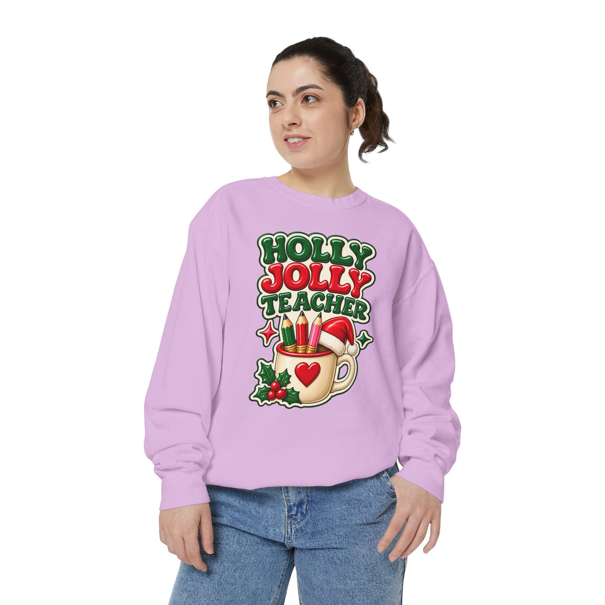 Holly Jolly Teacher Sweatshirt – Christmas Mug Holiday Teacher Gift