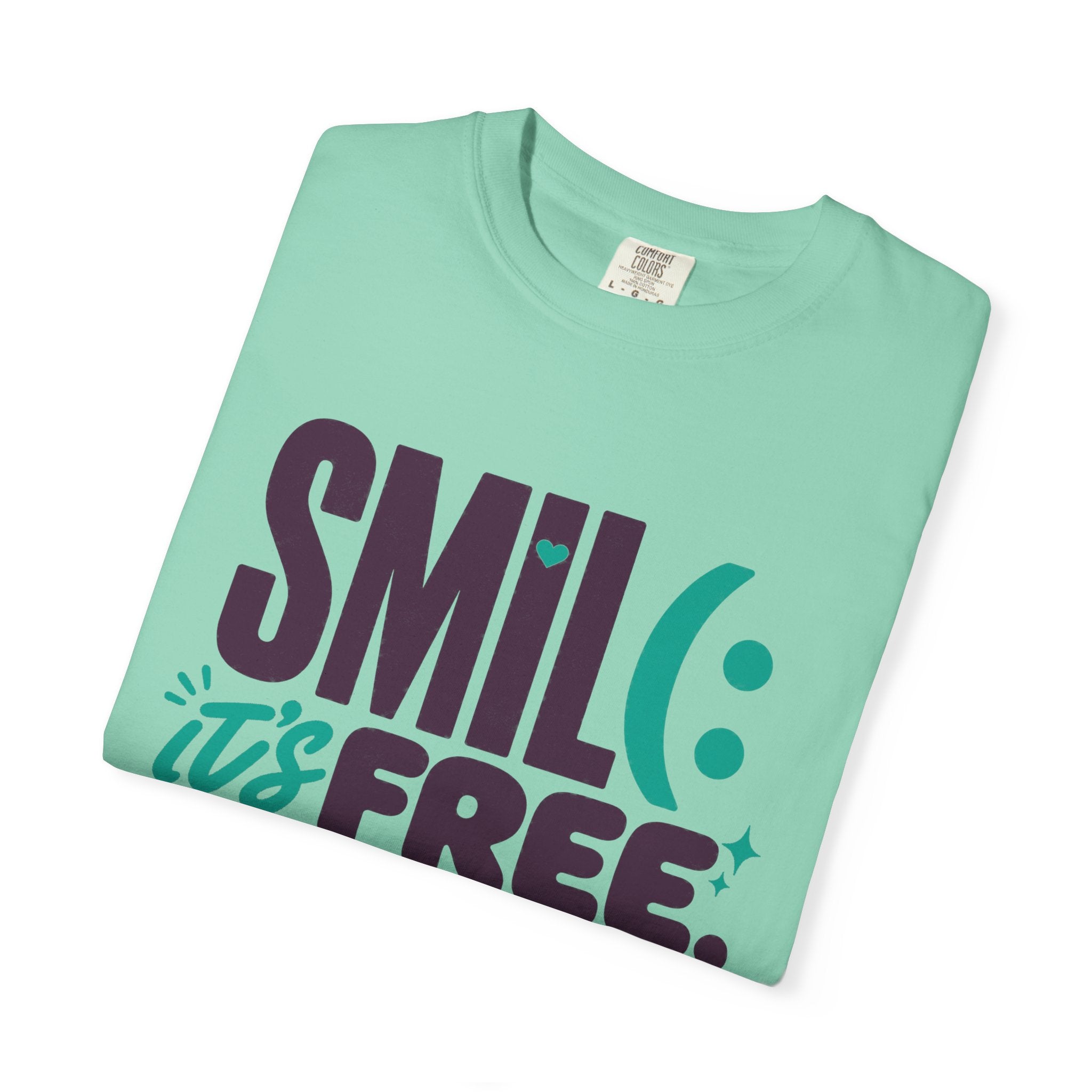 SMIL(: IT’S FREE. Plum & Teal Garment-Dyed Graphic Tee