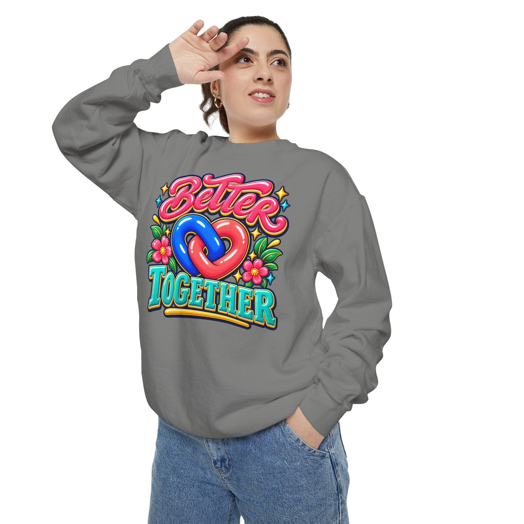 Better Together Heart Sweatshirt — Yellow & Aqua