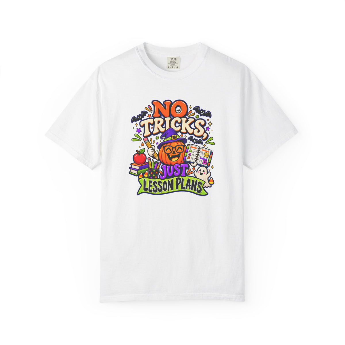Halloween Teacher T-Shirt - "No Tricks, Just Lesson Plans"