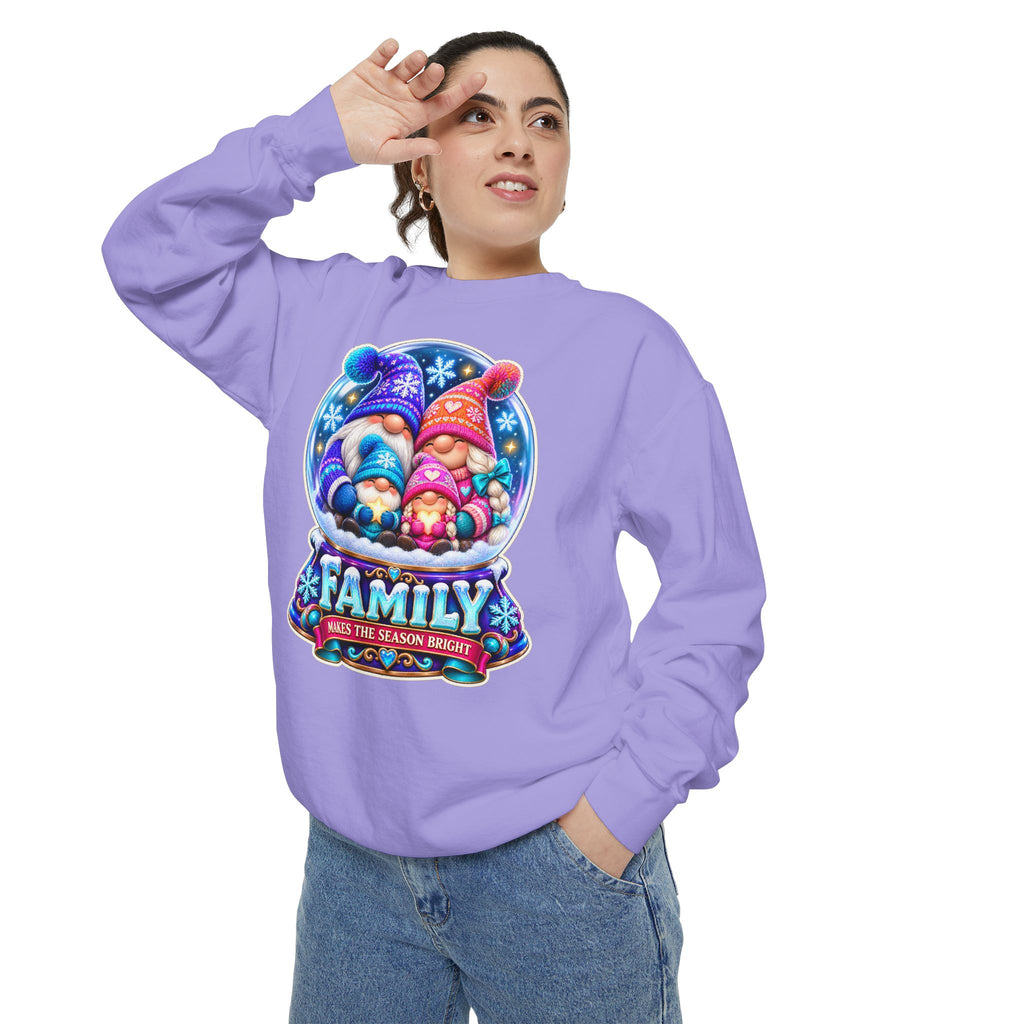 Family Gnome Christmas Sweatshirt "Family Makes the Season Bright"