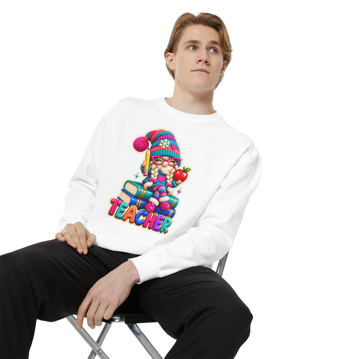 Teacher Gnome Book Lover Holiday Sweatshirt